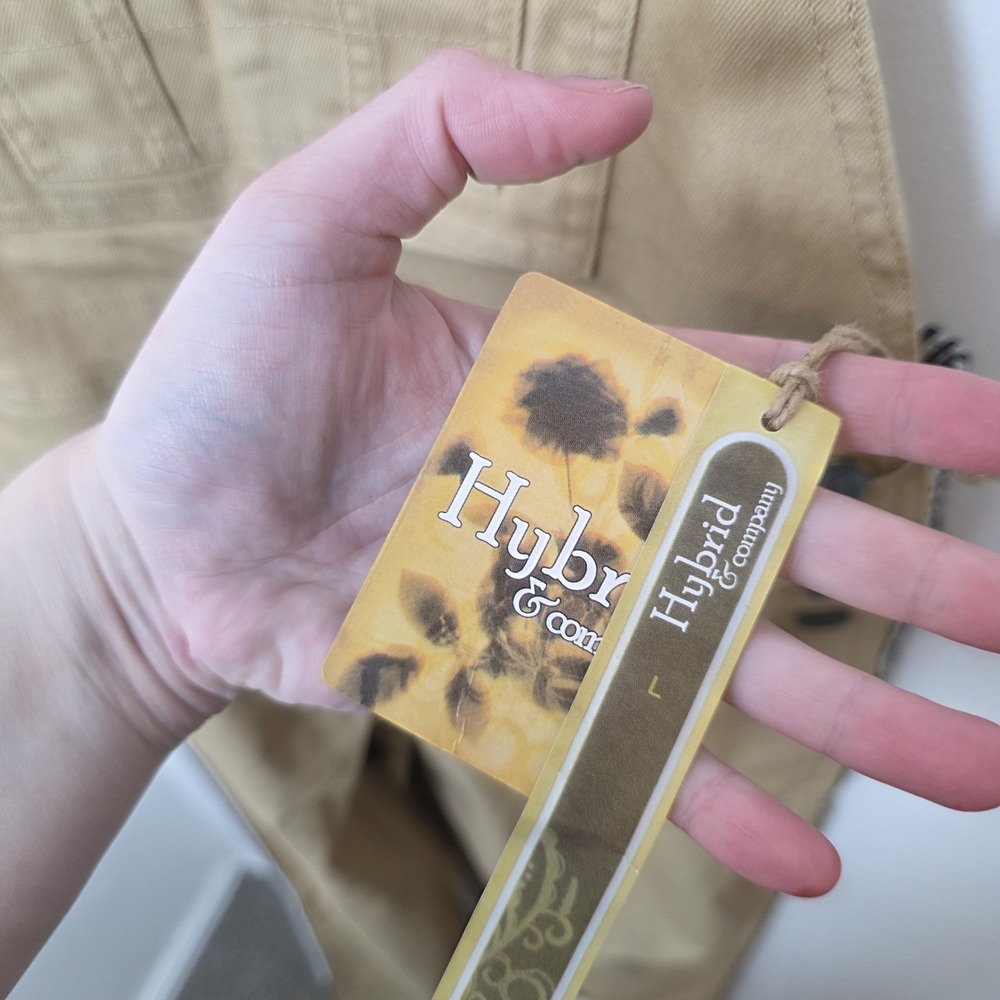 Hybrid & Co. Tan Denim Utility Carpenter Grunge Side Stripes Overalls Size L - Picture 6 of 9